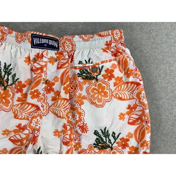 Vilebrequin Floral‎ Cotton Mesh Lined Swim Trunks (Men's 3XL) Orange - Picture 11 of 12
